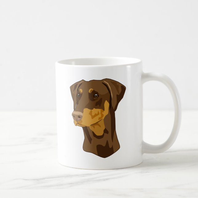 Taza De Café Cabeza del Doberman, rojo, Uncropped (Derecha)