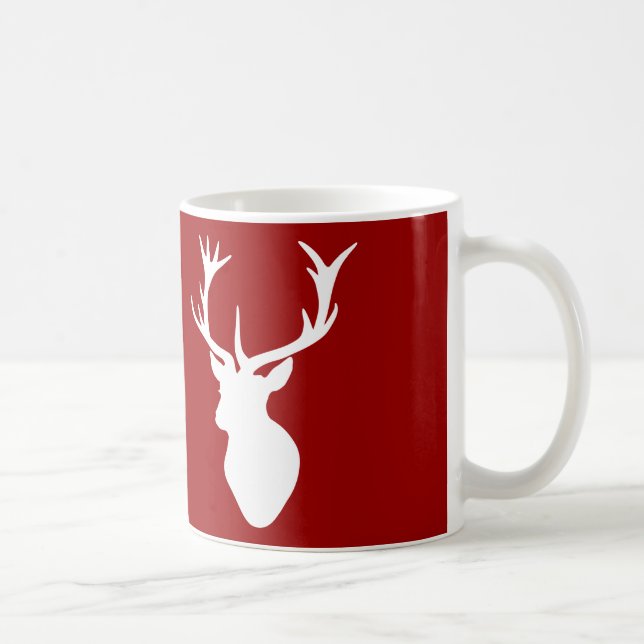 Taza De Café Cabeza del macho de los ciervos del navidad rojo y (Derecha)