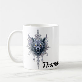 Taza De Café Cabeza mística de lobo.