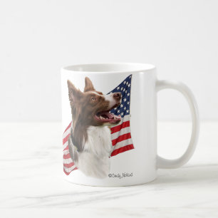 Taza De Café Cabeza y bandera rojas del border collie