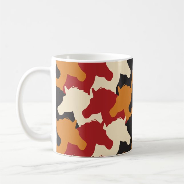 Taza De Café Cabezas de unicornio de camuflaje, patrón de repet (Izquierda)