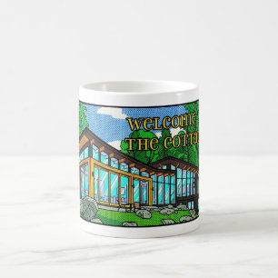 Taza De Café Cabin Moderno de Arte Pop Bosque Cómic Mediados de