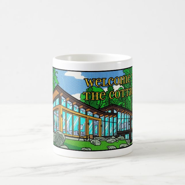 Taza De Café Cabin Moderno de Arte Pop Bosque Cómic Mediados de (Centro)