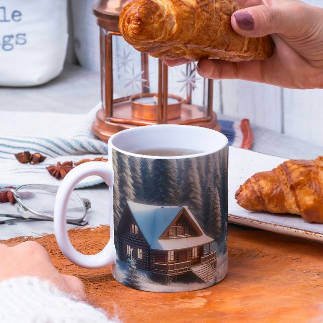 Taza De Café Cabina de invierno en el bosque (Subido por el creador)
