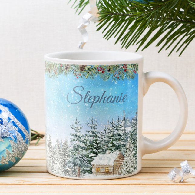 Taza De Café Cabina de invierno en los Navidades personalizados (Subido por el creador)