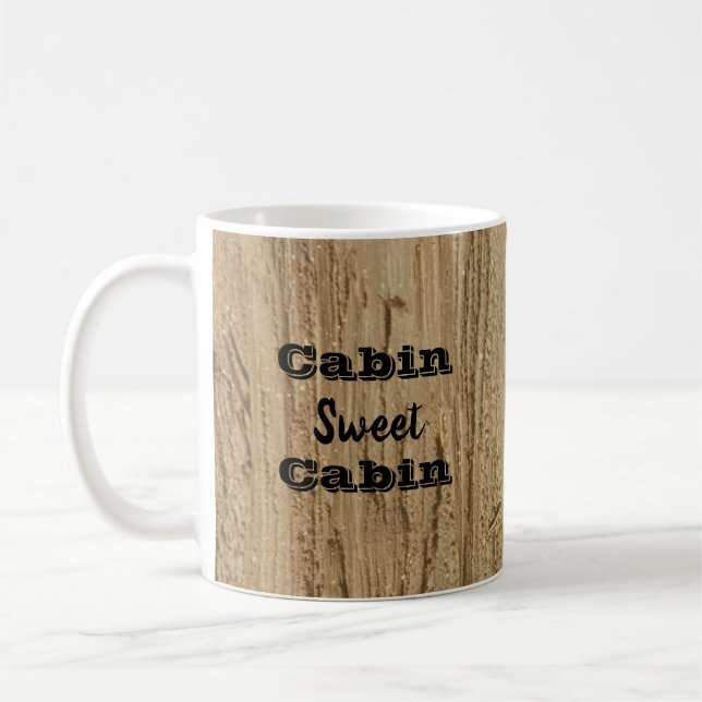 Taza De Café Cabina dulce Cabina Woodgrain Photo Natural Rustic (Izquierda)