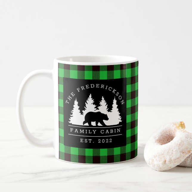 Taza De Café Cabina personalizada de bosque de osos de búfalo (Con donut)