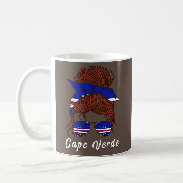 Taza De Café Cabo Verde Chica Bandana Mujer Messy Bun Cabo (Izquierda)