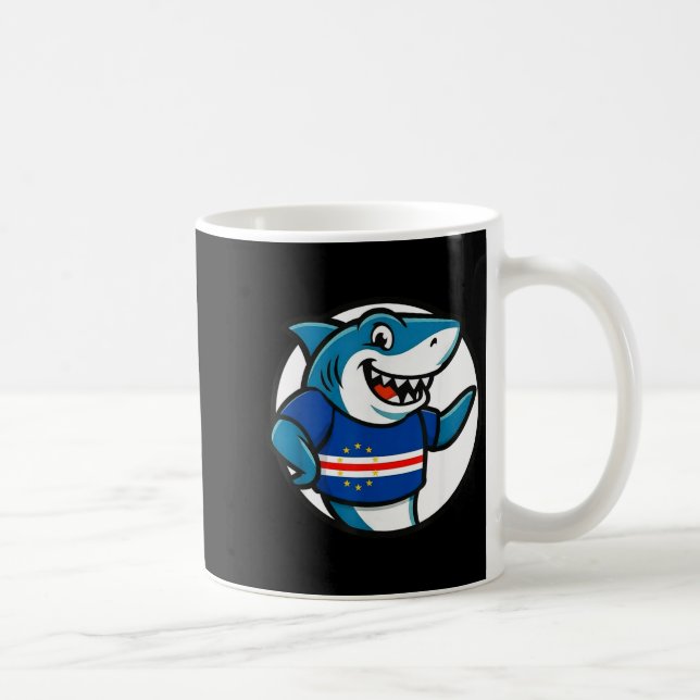 Taza De Café Cabo Verde Flag Shark Funny Cabo Verdean  (Derecha)