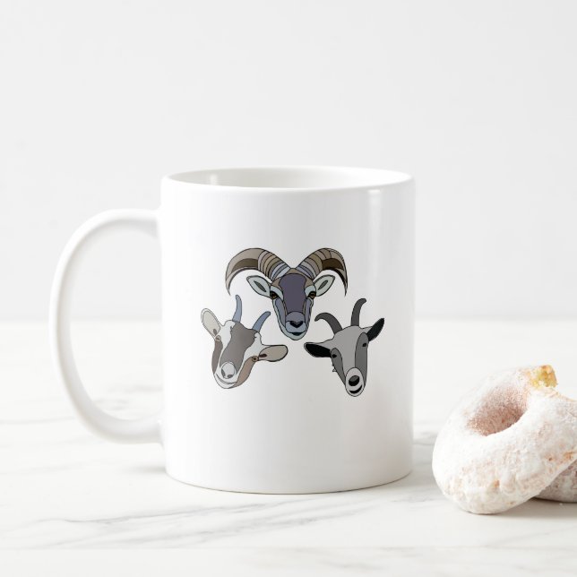 Taza De Café Cabra Animal Divertida Cabra (Con donut)