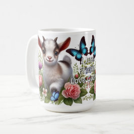 Taza De Café Cabra bebé con mariposas y flores de colores