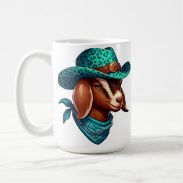 Taza De Café Cabra con un elegante Gorra de vaquero y Bandana