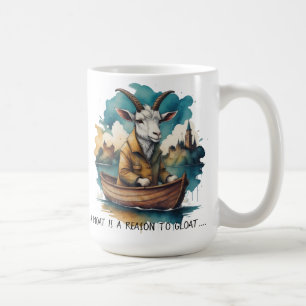 Taza De Café Cabra en un abrigo en un bote en una camiseta de f