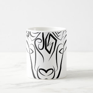 Taza De Café Cabra/oveja tribal negra y blanca