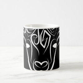 Taza De Café Cabra/oveja tribal negra y blanca