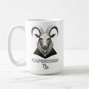 Taza De Café Cabra Zodiaco Capricornio Clásico Negro Blanco Ast