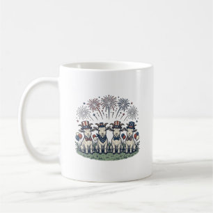 Taza De Café Cabras Patrióticas Fuegos Artificiales Diseño de C