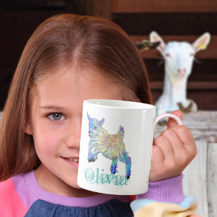 Taza De Café Cabritilla Olivia Colorida Saltarina Arte Animal A