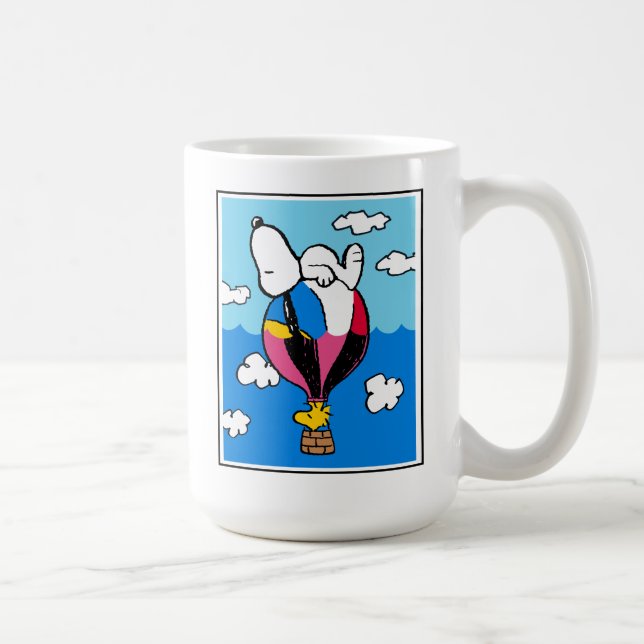 Taza De Café Cacahuetes | Globo de aire caliente Snoopy & Woods (Derecha)