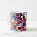 Taza De Café Cacahuetes | Patrón de parches de mixtape<br><div class="desc">Echa un vistazo a este divertido diseño de The Peanuts Gang en parches bonitos.</div>