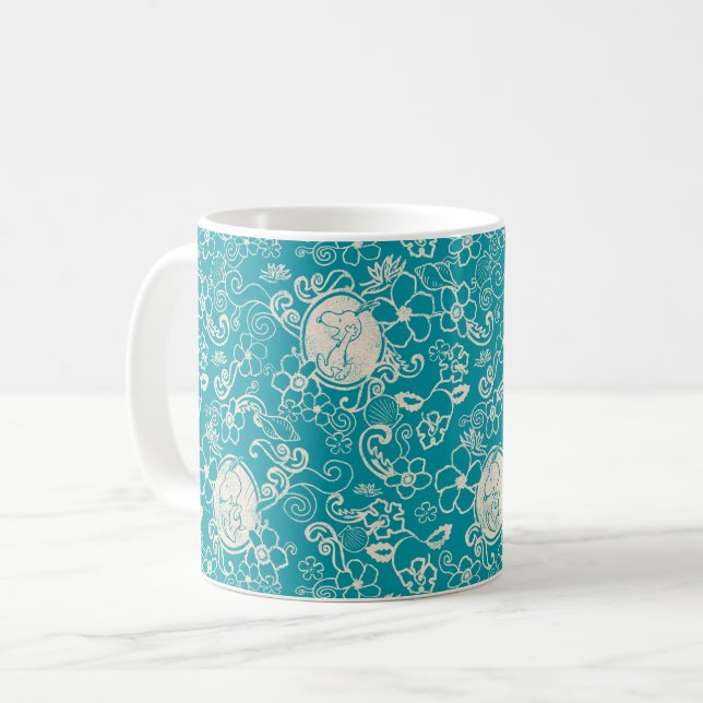 Taza De Café Cacahuetes | Patrón de playa tropical Verde azulad (Anverso izquierdo)