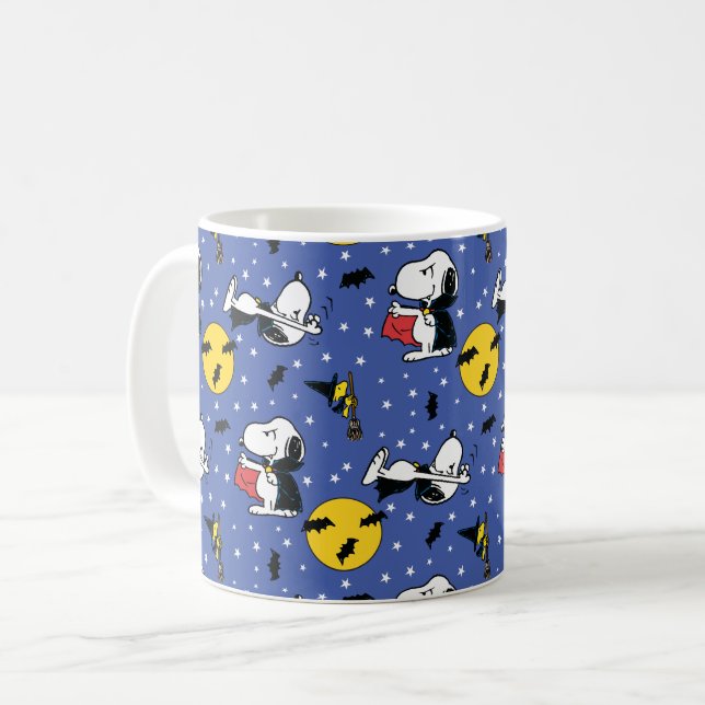 Taza De Café Cacahuetes | Patrón de vampiros de Snoopy (Anverso izquierdo)