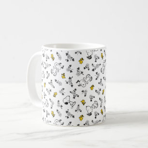 Taza De Café Cacahuetes Snoopy & Woodstock Patrón de flores B