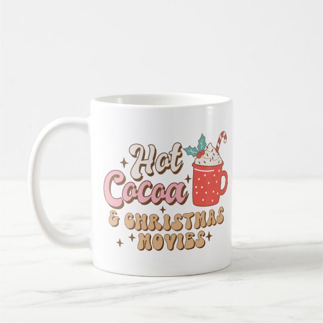 Taza De Café Cacao Caliente Y Películas De Navidades Retro (Izquierda)