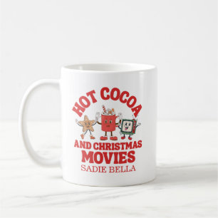 Taza De Café Cacao Caliente Y Películas De Navidades Retro