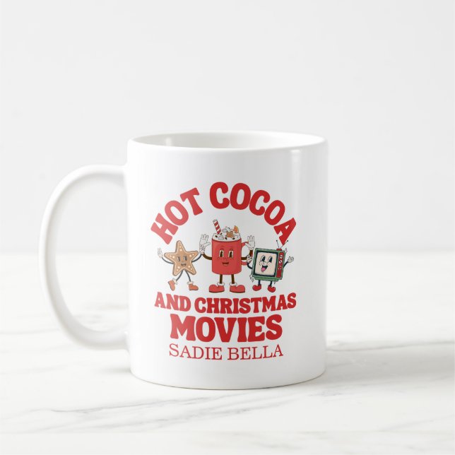 Taza De Café Cacao Caliente Y Películas De Navidades Retro (Izquierda)