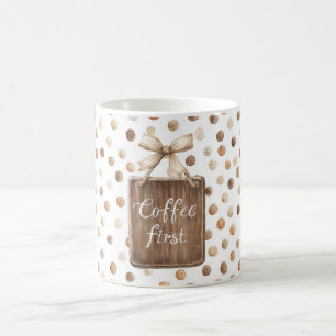 Taza De Café Cacao Marrón Crema Lunares Caprichosos Café Primer