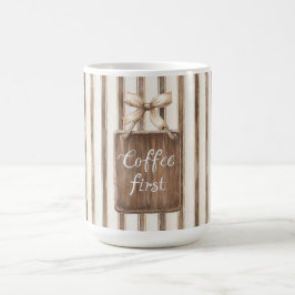 Taza De Café Cacao Marrón Crema Rayas Café Primero