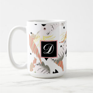 Taza De Café Cacatúa Adorable Corazones Vegetación Tropical