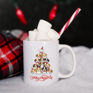 Taza De Café Cachorro Adorable Árbol de Navidad Apilado