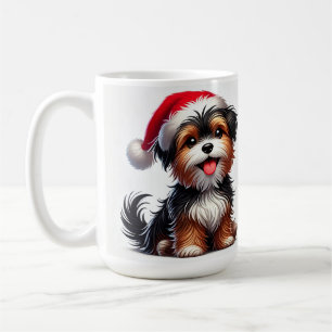 Taza De Café Cachorro Adorable Con Gorro De Santa