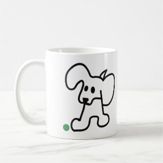 Taza De Café Cachorro Adorable Con Una Pelota Verde