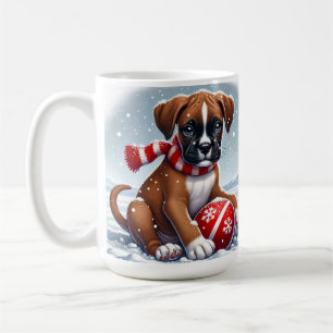 Taza De Café Cachorro adorable de boxer en paisaje nevado