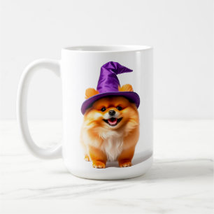 Taza De Café Cachorro adorable de Pomerania con sombrero de bru