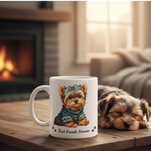 Taza De Café Cachorro adorable de Yorkshire Mejores Amigos por 