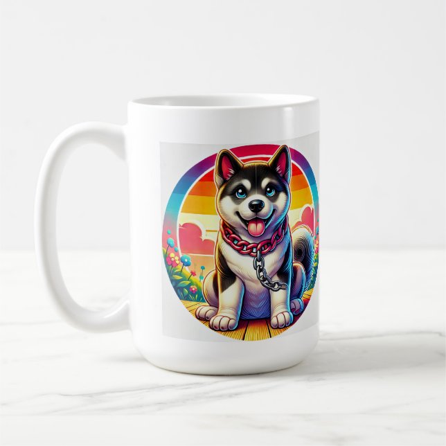Taza De Café Cachorro Animado Adorable con Collar (Izquierda)