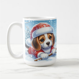 Taza De Café Cachorro beagle adorable en equipo de Navidades