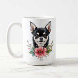 Taza De Café cachorro Chihuahua con hermosas flores mamá de per