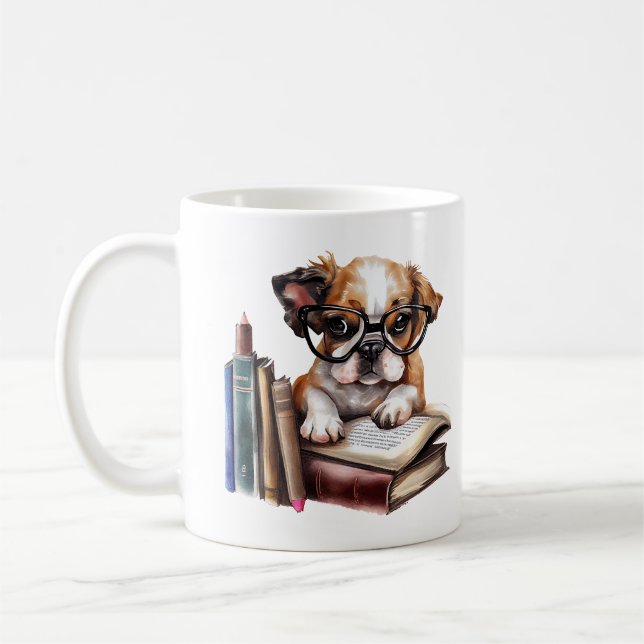 Taza De Café Cachorro con libros (Izquierda)