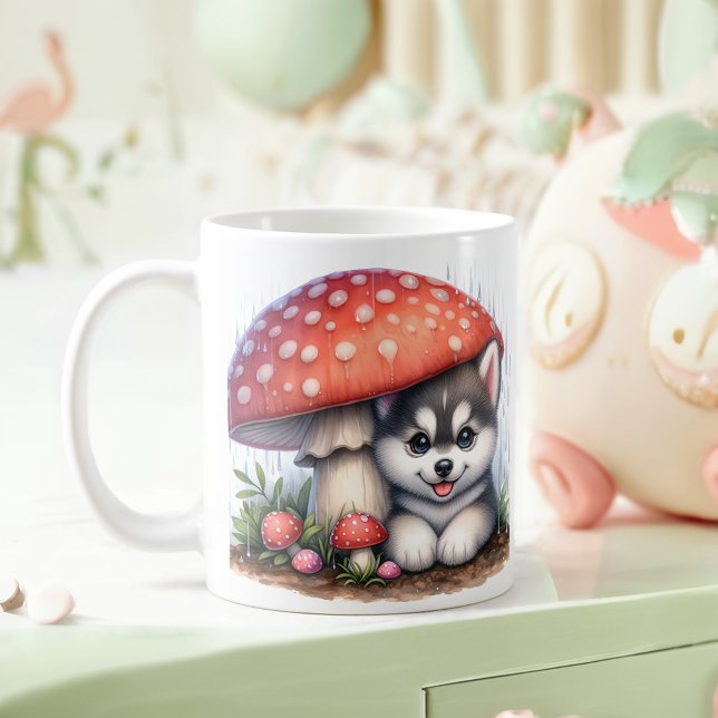 Taza De Café Cachorro cuchi bajo paraguas hongo (Subido por el creador)