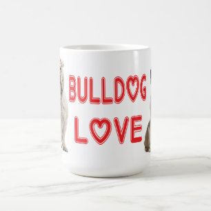 Taza De Café Cachorro de Bulldog Inglés Corazón de Amor Rojo