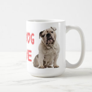 Taza De Café Cachorro de Bulldog Inglés Corazón de Amor Rojo