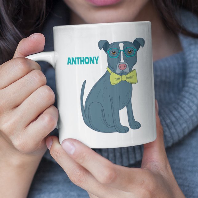 Taza De Café Cachorro de cachorro de cerdo con lentes personali (Subido por el creador)