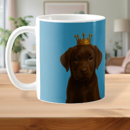 Taza De Café Cachorro de chocolate en corona de oro