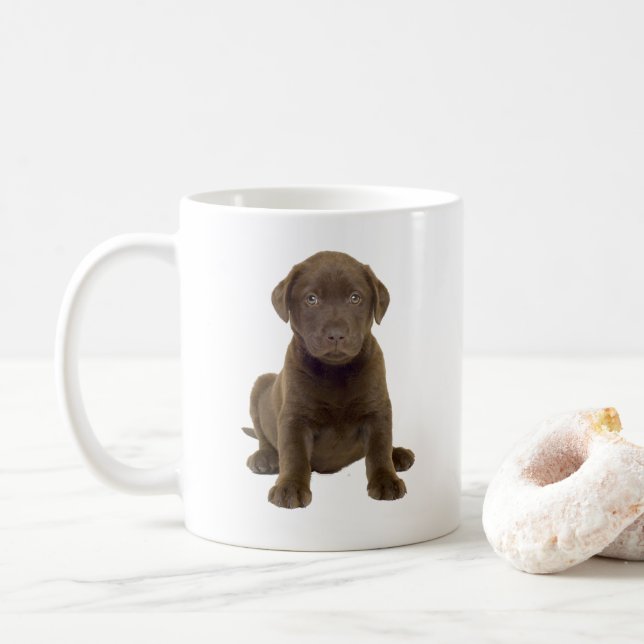 Taza De Café Cachorro de Chocolate Lab (Con donut)