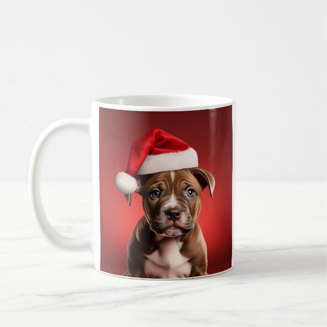 Taza De Café Cachorro de cigalas en Santa Hat (Izquierda)